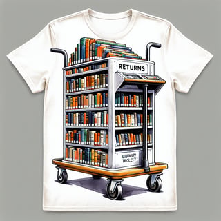 Watercolor Librarian Cart Illustration