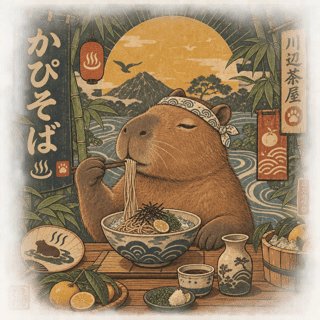 Vintage Japanese Capybara Poster