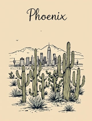 Phoenix Skyline Hand-Drawn Sketch