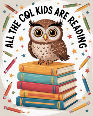 Cartoon Owl on Open Book Illustration