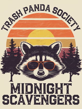 Retro Sunset Raccoon T-Shirt Design