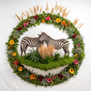 Centered Zebras in Colorful Savanna