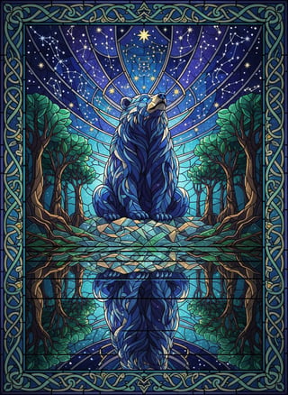 Mystical Bear Stained-Glass Wallpaper