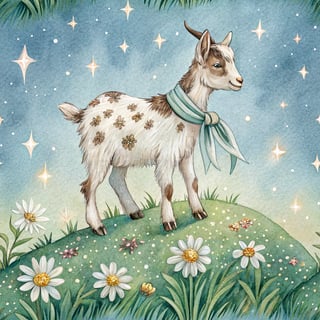 Spotted Goat on Green Hill