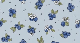 Hand-drawn Blueberries Pattern