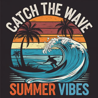 Vintage Sunset Surf T-Shirt Design