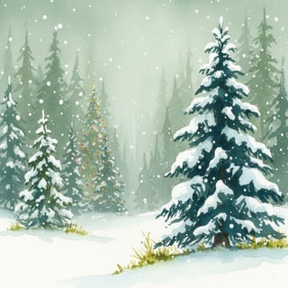 Serene Winter Forest Watercolor