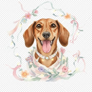 Watercolor Dachshund with Party Garland