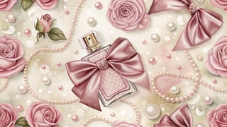 Pink Satin Ribbon and Rose Pattern