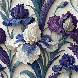 3D Purple and Blue Irises