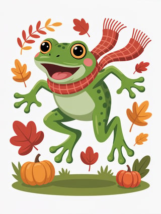 Leaping Frog in Autumn Scarf