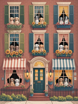 Cheerful Brick Townhouse Tapestry