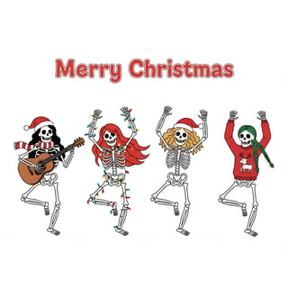 Festive Dancing Skeletons Illustration