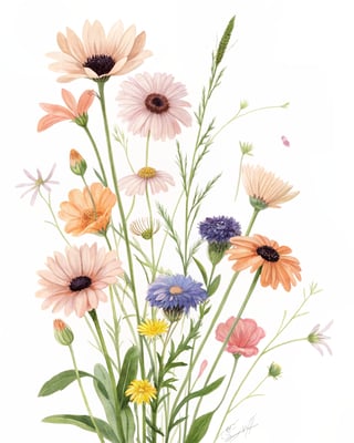 Watercolor Wildflower Arrangement