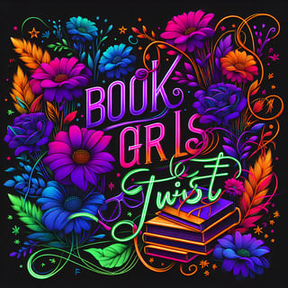 Neon Floral Explosion with Bold Text