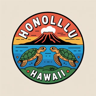 Honolulu Hawaii Cartoon Badge
