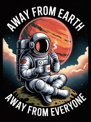 Retro Sci-Fi Astronaut with Coffee