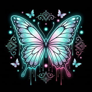 Fantasy Butterfly with Glowing Neon Wings