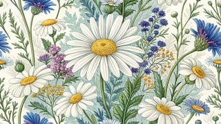 Vibrant Floral Illustration of Daisies