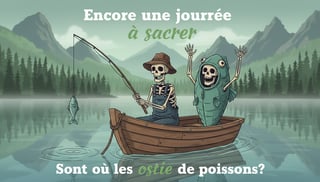 Skeletons Fishing on a Calm Lake