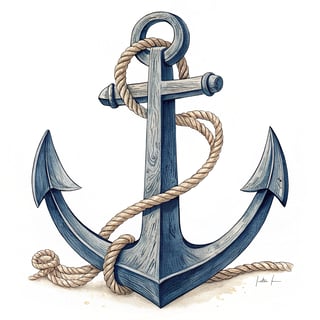Navy Blue Anchor Watercolor Clipart