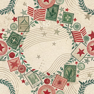 Vintage Airmail Collage Wreath