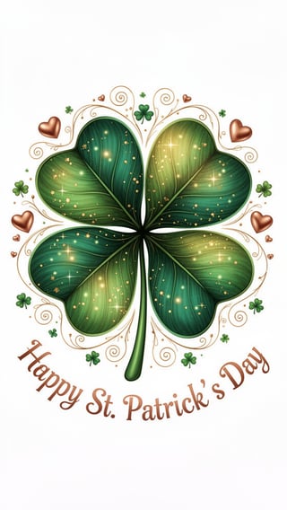 Emerald Green Four-Leaf Clover Illustration