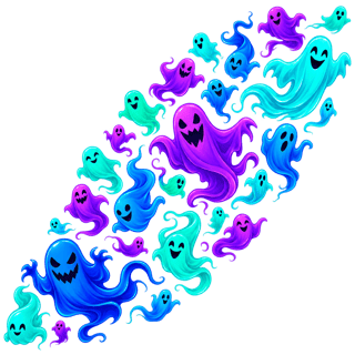 Neon Ghosts Vector Illustration