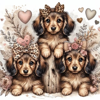 Long-Haired Dachshund Puppy Tattoo Art