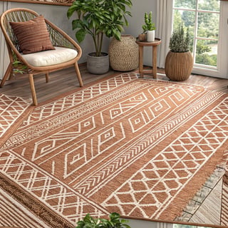 Clay Terracotta Boho Area Rug