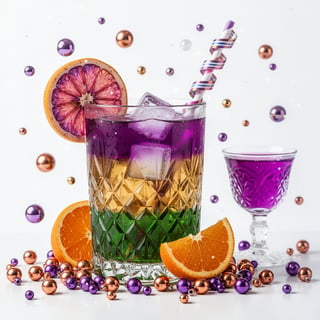 Colorful Layered Cocktail in Diamond Glass