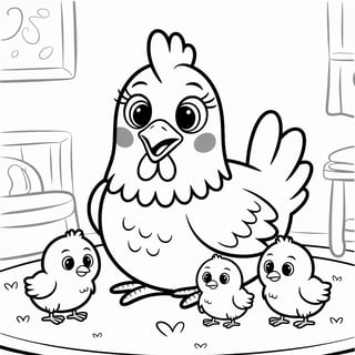Animated Hen with Chicks
