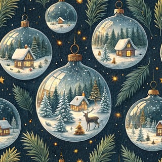 Holiday Ornaments with Snowy Scenes