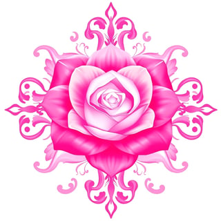 Symmetrical Pink Fantasy Rose Illustration