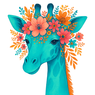 Boho Floral Giraffe Illustration