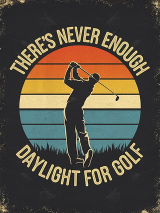 Vintage Golfer Silhouette with Sunset
