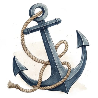 Navy Blue Anchor Watercolor Clipart