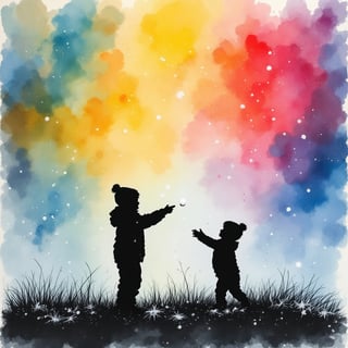 Silhouette Snowball Fight