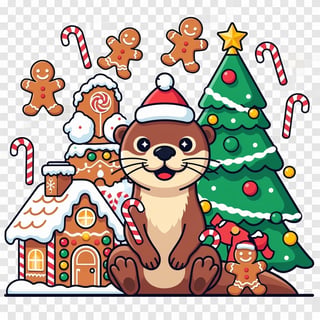 Happy Christmas Cartoon Otter