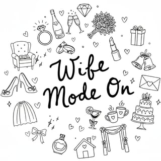 Wife Mode On Hand-Drawn Doodle Design