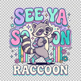 See Ya Soon Raccoon Playful PNG Design
