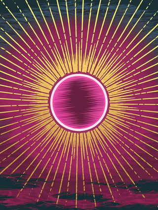 Electric Pink Sunburst Illustration