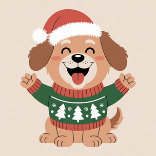 Cute Dog in Christmas Sweater