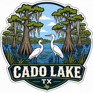 Cado Lake TX Cartoon Badge