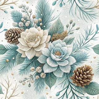Delicate Winter 3D Floral Pattern