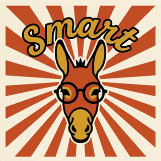 Retro Donkey Portrait with Glasses