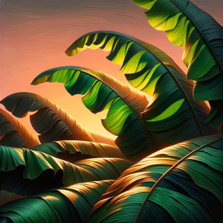 Oversized Banana Leaves at Sunset