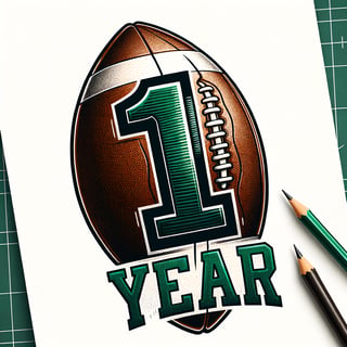 Hand Drawn Football Design with Number 1