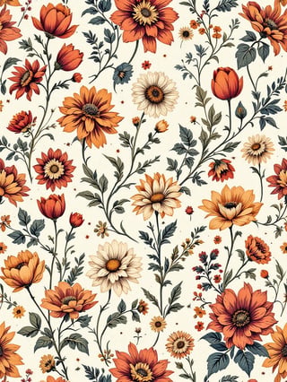 Vintage Botanical Textile Pattern