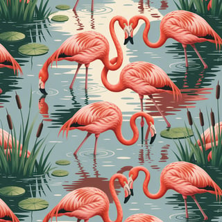 Flamingo Flock Repeating Pattern